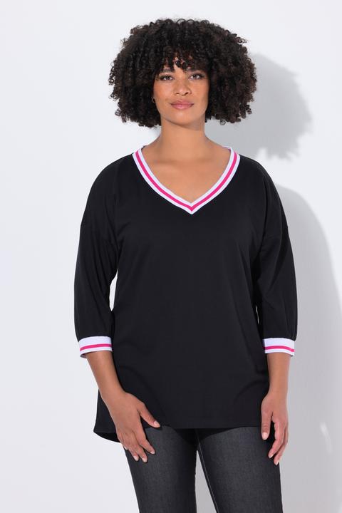 Immagine prodotto Angel of Style T-shirt dal taglio oversize con orli a righe e maniche a 3/4 (56)