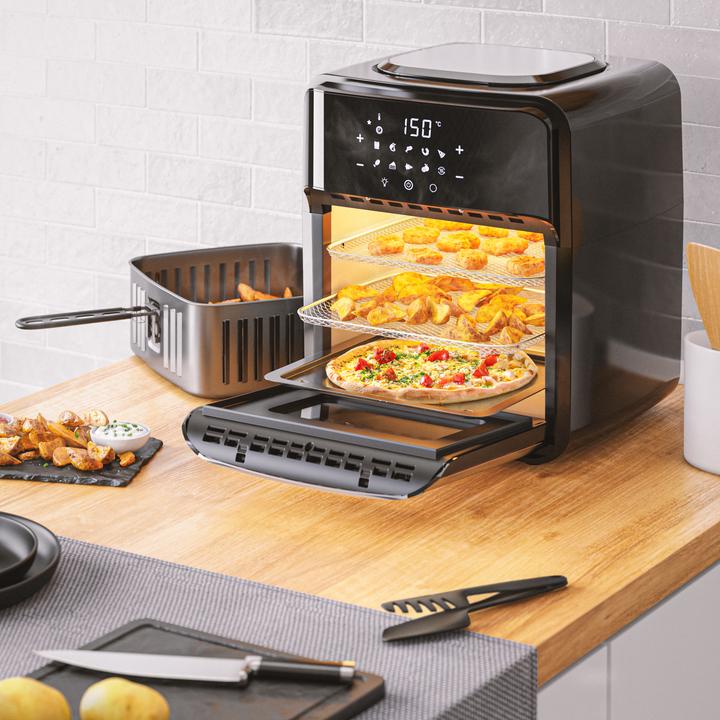 Produktbild Arendo Heissluftfritteuse mit Zubehör, Airfryer 12 L, 3in1 Edelstahl Heissluftfritteuse XXL, 1800 W