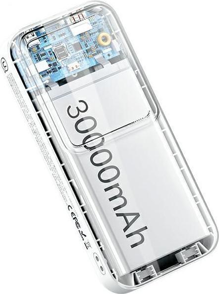 Actual product image Usams Powerbank z wbudowanymi kablami USB-C+Lightning 30000 mAh 20W PD+Qc 3.0 Fast Charge X-chel Ser (30000 mAh, 20 W, 111 Wh)