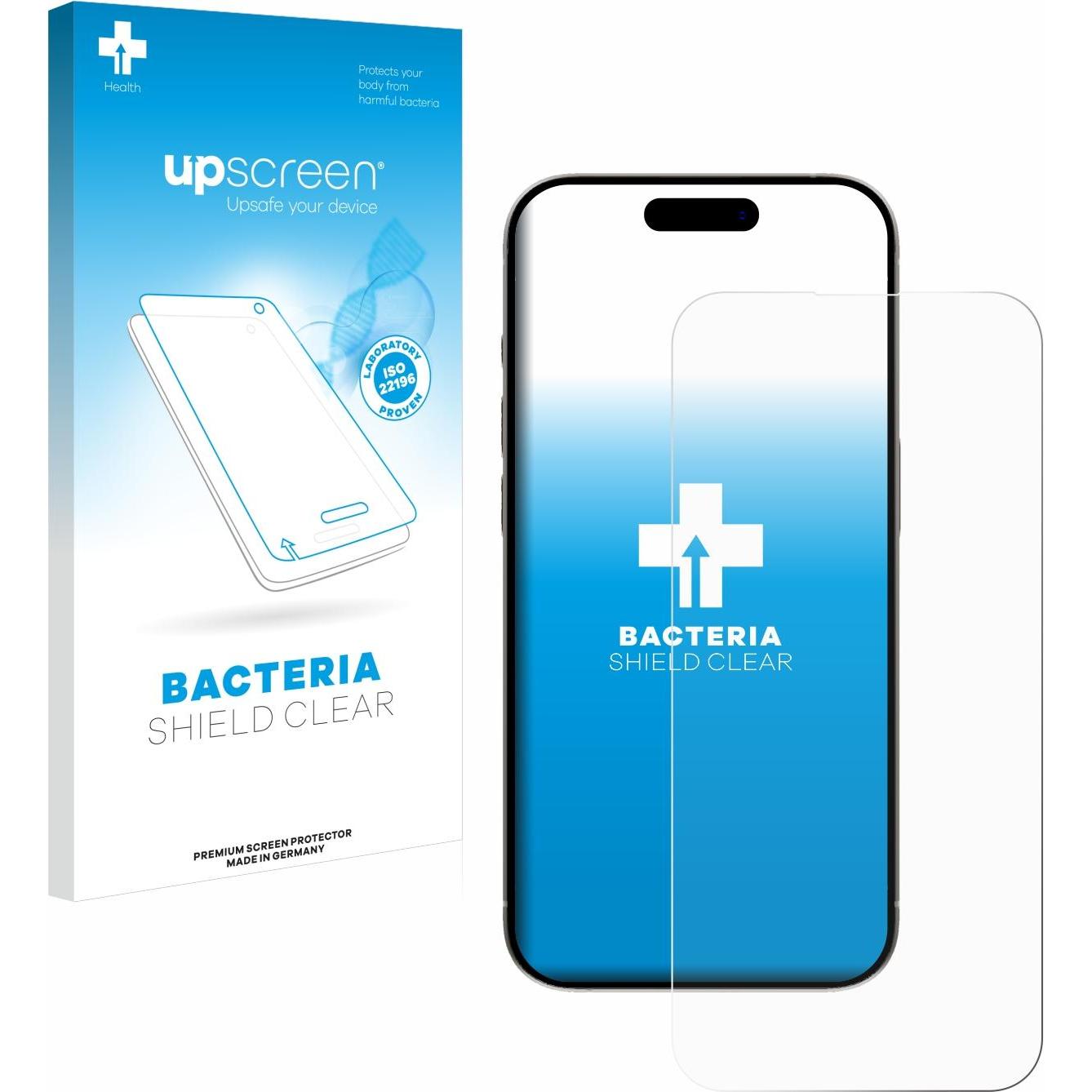 upscreen Antibakterieller Displayschutz (1 Stück, Apple iPhone 15), Smartphone Schutzfolie, Transparent