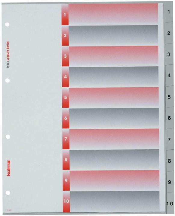 Kolma Intercalaire A4 XL superstrong 1-10 10 pièces gris