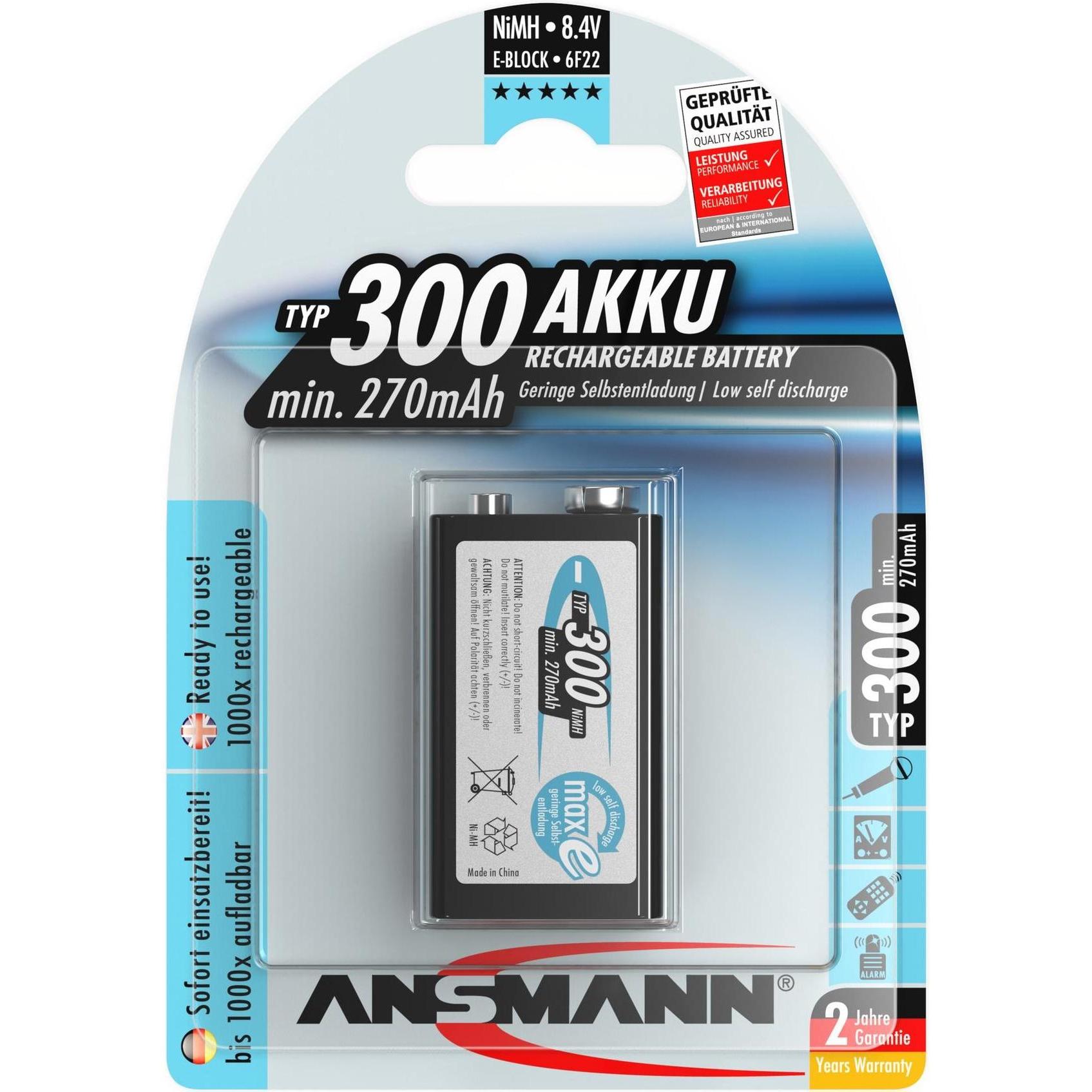 Ansmann E-Block (1 Stk., 9V Block, 270 mAh), Batterien + Akkus