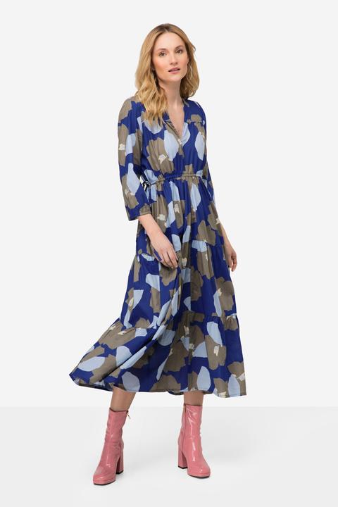 Produktbild Laurasøn Kleid, Blüten Print, Stehkragen, 3/4-Ärmel (M)