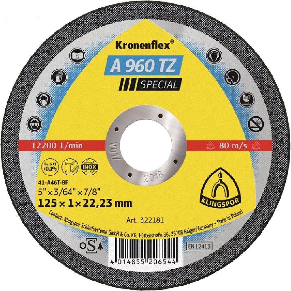 Klingspor, Sägeblatt, Trennscheibe A 960 TZ Special D125x1mm gerade INOX Bohrung 22,23 mm