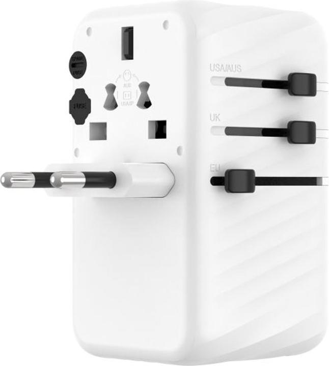 Actual product image Fixed Voyager World Adapter, 3xUSB-C/1xUSB, GaN, 120W, white