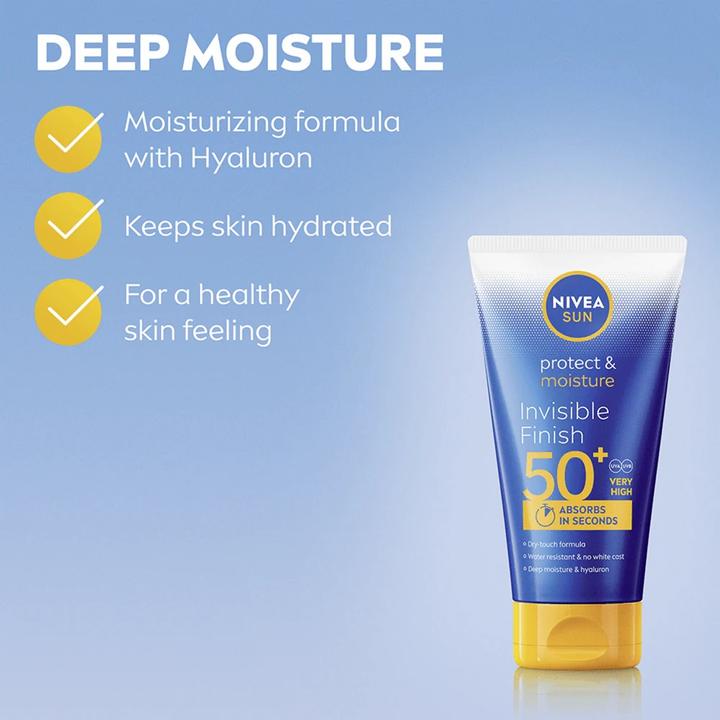 Productafbeelding NIVEA Invisible Finish Spf 50+ Sun Milk Protect & Moisture Sun Milk 150 Ml (Zonnemelk, SPF 50+, 150 ml)