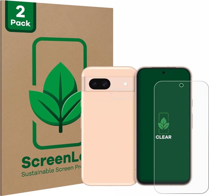 Produktbild ScreenLeaf Schutzfolie nachhaltiger Displayschutz Displayschutzfolie Folie Klar Transparent (2 Stück, Google Pixel 8a)