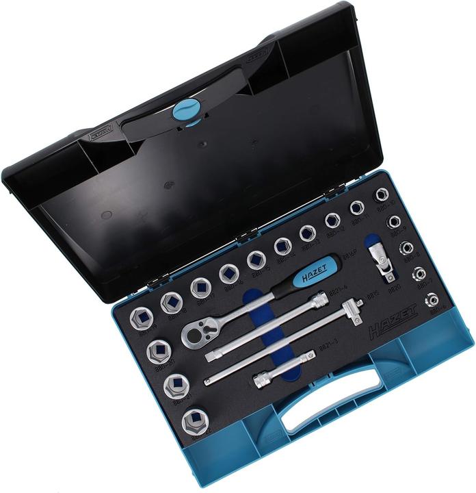 Produktbild HAZET Steckschlüssel Satz 880-2 ∙ Vierkant10 mm (3/8 Zoll) ∙ Aussen Sechskant-Tractionsprofil ∙ 6 - … (10  mm, 11 mm, 12 mm, 13 mm, 14 mm, 15 mm, 16 mm, 17 mm, 18 mm, 19 mm, 20 mm, 21 mm, 22 mm)