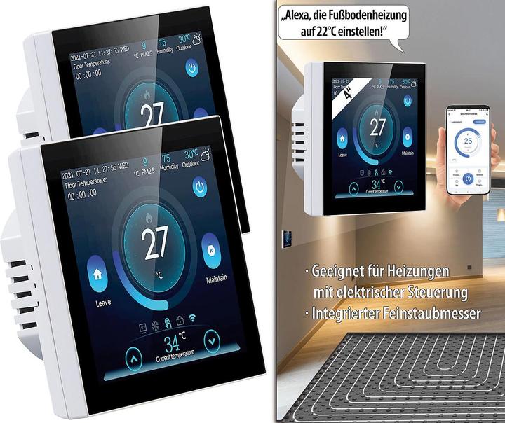 Revolt 2er-Set WLAN-Fussbodenheizung-Thermostate