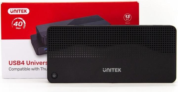 Actual product image Unitek STACJA DOKUJĄCA USB 4 12W1 HDMI/DP 8K 4X USB-C 3XUSB-A SD POWERDELIVERY 100W (USB-C, 12 Ports)