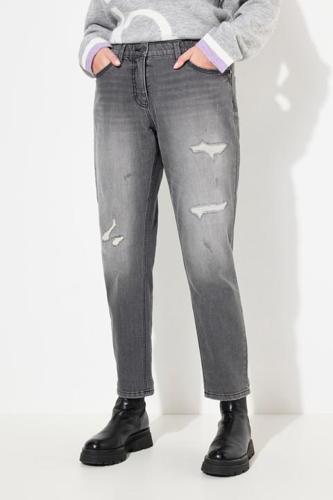 Immagine prodotto Ulla Popken Boyfriend jeans con effetto sdrucito, elasticizzazione e cinque tasche (52)
