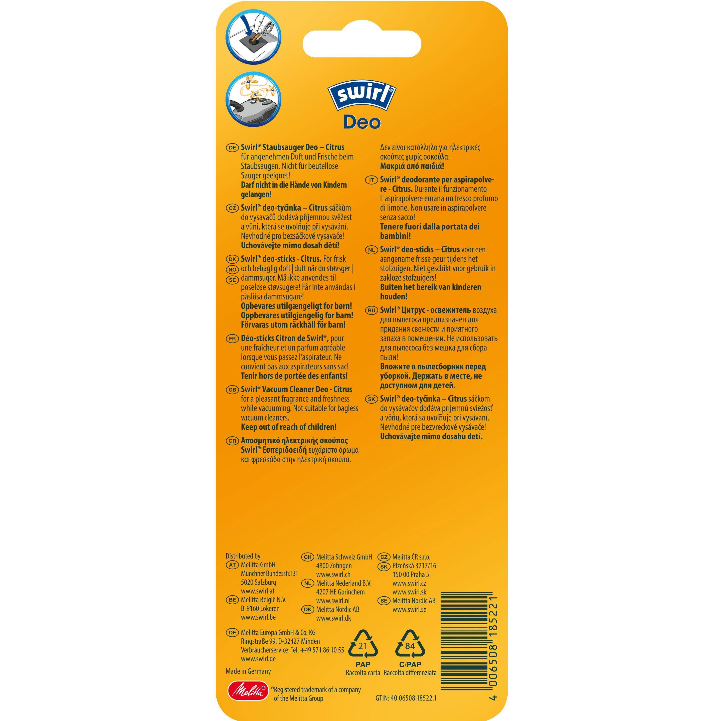 Thumbnail - Swirl Deo Stick Citrus, Staubsauger Zubehör, Gelb