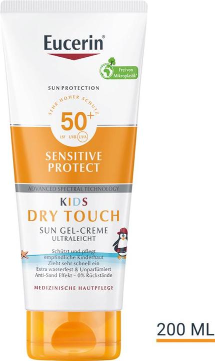 Produktbild Eucerin SUN KIDS Sensitive Protect Dry Touch LSF 50+ (Sonnencreme Gesicht, SPF 50+, 200 ml, 230 g)