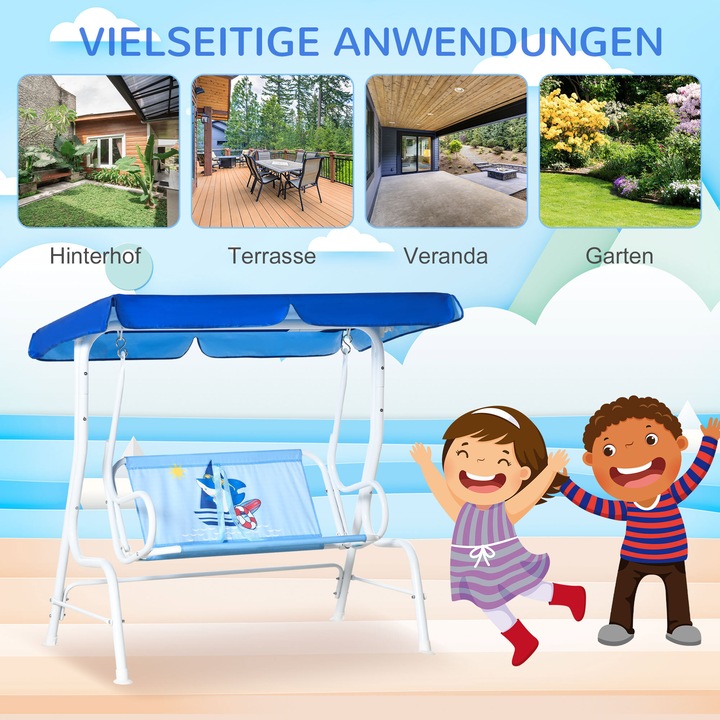 Immagine prodotto Outsunny Altalena Hollywood per bambini con tettuccio regolabile ad angolo (Poltrona per bambini)