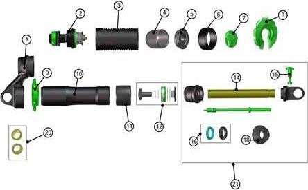 Actual product image DVO Shaft, Jade, 3.5", 14mm, Jade | Jade X (14 mm)