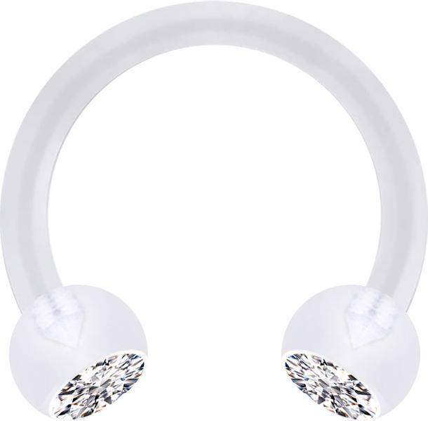Image du produit Star Piercing Micro Circular Barbell transparent avec deux boules de cristal argenté (sans laiton, Matières plastiques)