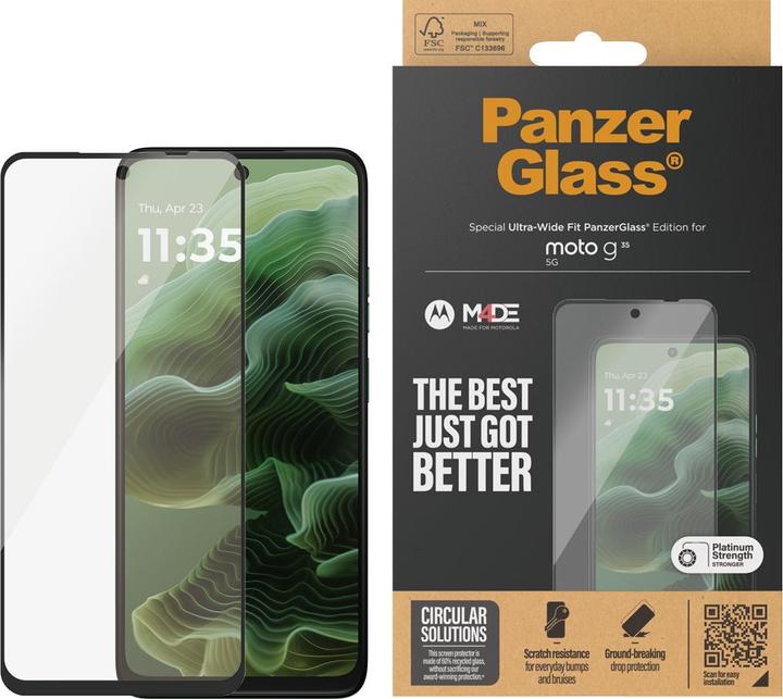 Produktbild PanzerGlass Displayschutz m. Schwarz Rahmen Motorola moto g35 5G | Ultra-Wide Fit (1 Stk., Motorola Moto G35)