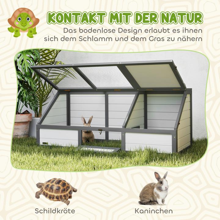 Image du produit PawHut Schildkrötenhaus Tannenholz, Verzinkter Stahl Weiss