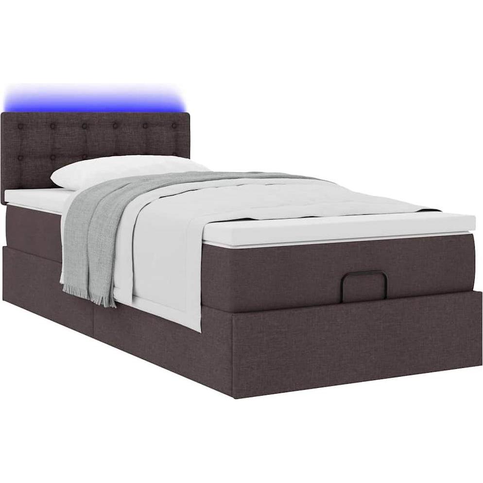 VidaXL, Bett, Ottoman-Bett mit Matratze Dunkelbraun 120x200 cm Stoff (120 x 200 cm)