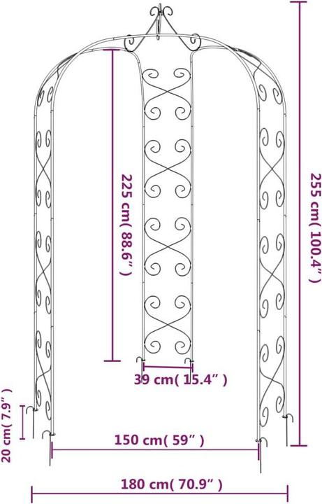 Immagine prodotto vidaXL Gartenbogen (255 cm, 180 cm)