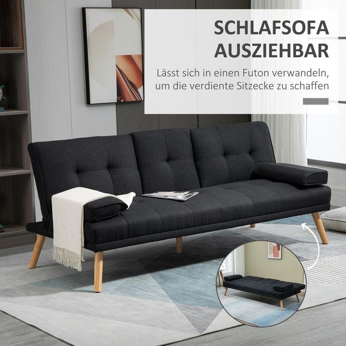 Image du produit Swisshandel24 Schlafsofa, 3-Sitzer-Schlafcouch mit Klappbarem Tisch, Becherhalter, Grau (3 places)