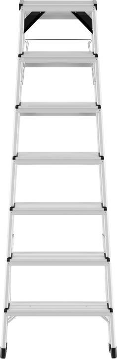 Produktbild Hailo D60 StandardLine, Alu-Sicherheits-Doppelstufenleiter, 2 x 7 Stufen (Stehleiter, 136 cm)