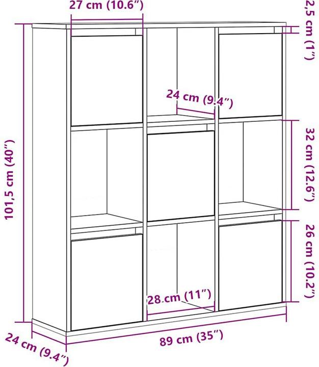 Produktbild vidaXL Malchy (28 x 24 x 101.50 cm)