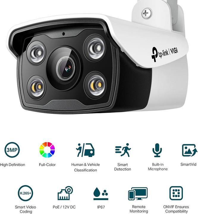 Actual product image TP-Link NET CAMERA BULLET H.264 3MP/VIGI C330(6MM) (2304 x 1296 Pixels)
