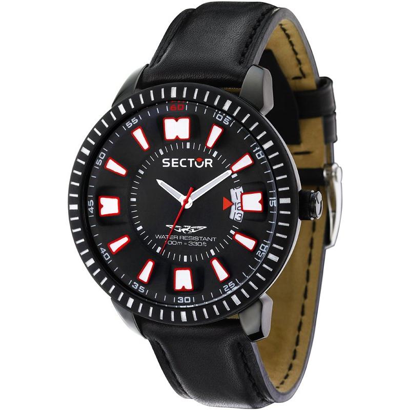 Sector, Armbanduhr, 400 3h 48mm Black Dial/strap, Schwarz, (Analoguhr, 48 mm)