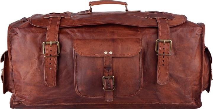 Image du produit Only-Bags.Store Sac de voyage en cuir pleine fleur avec rabat pour hommes, sac de voyage pour la nuit, sac de