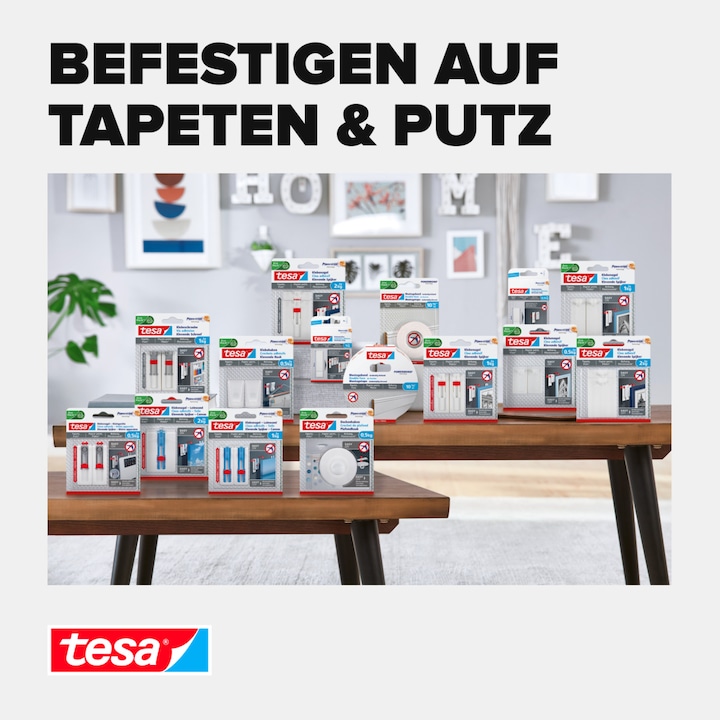 Produktbild tesa Klebenagel für Tapete & Putz, 2kg Halteleistung, höhenverstellbar