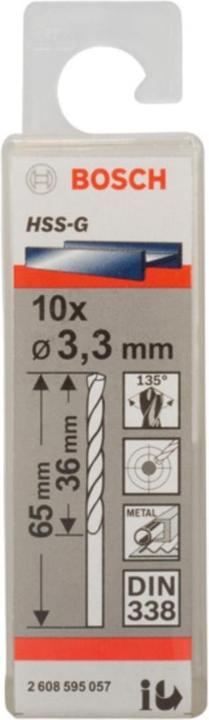 Actual product image Bosch Professional Zubehör PRO Metal HSS-G twist drill, 3.3 x 36 x 65 mm (3.3 mm)