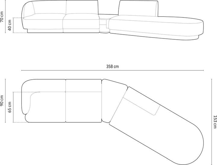 Image du produit Micadoni Canapé Modulable Droit, "Miley", 4 Places, 358x153x70Fabriqué en Europe (2 places, 3 places, 4 places)