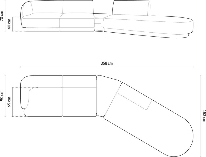 358 x 153 x 70 cm