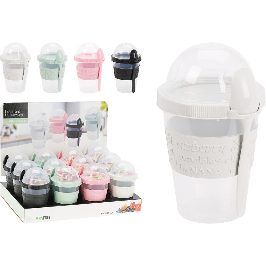 Excellent Houseware Joghurtbecher-Set, Lunchbox, Mehrfarbig