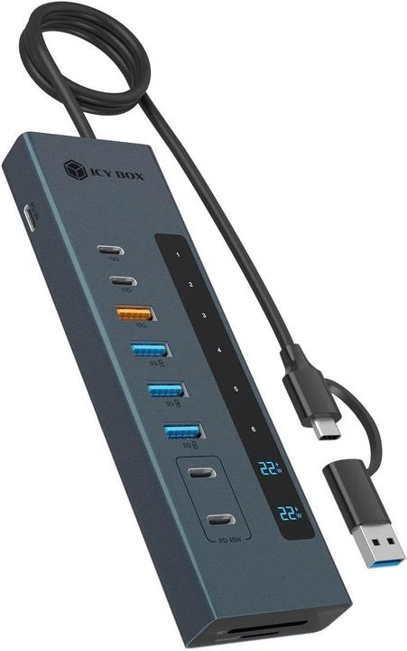 Icy Box IB-HUB1742CR-C2PD (USB-A, USB-C, 11 ports)
