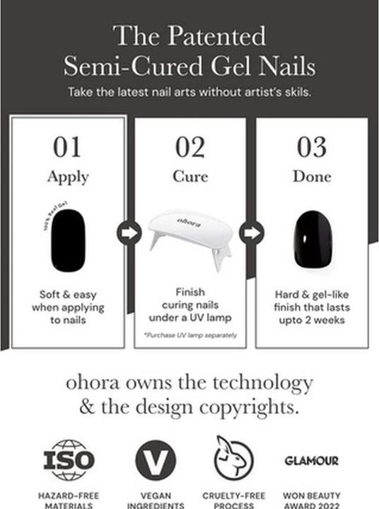 Produktbild Ohora Semi Cured Gel Nail Strips N Addict - Funktioniert mit jeder Nagellampe Salon-Qualität Lang (Kunstnägel, Addict)