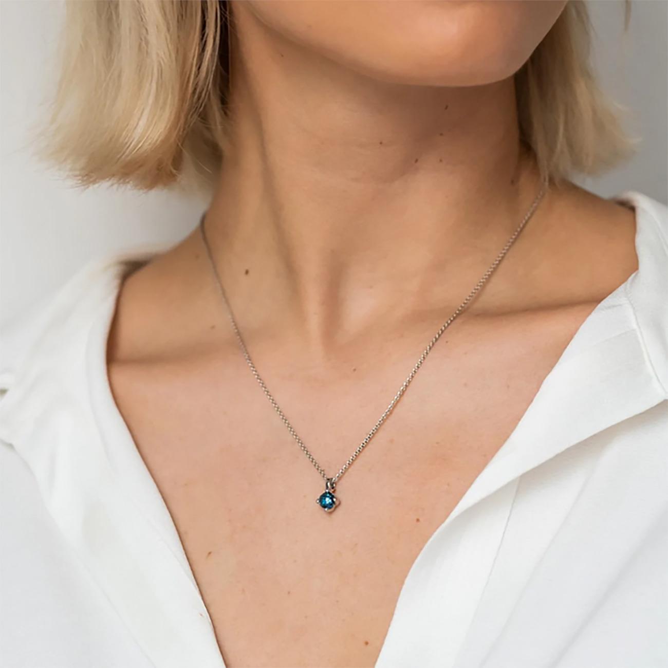 Thumbnail - Ti Sento Milano, Halsschmuck, Collier mit dunkelblauem Crystal 3926DB/42, (925 Sterling Silber, 48 cm)