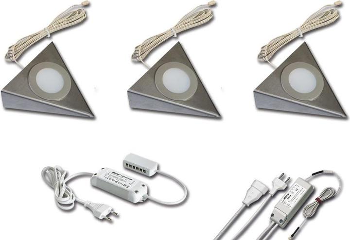 Produktbild Hera 3er Set UL 2-LED F 3W 61055931202ww edelstahl mit Schalter+Trafo (210 lm)