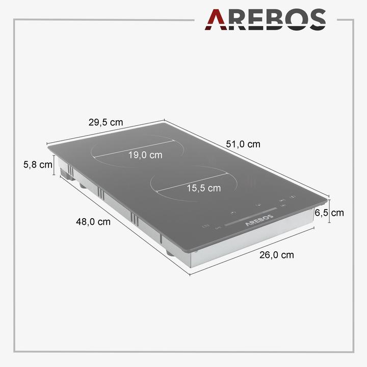 Produktbild Arebos Glaskeramikkochfeld (26 cm, Glaskeramik Kochfeld)