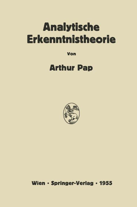 Produktbild Analytische Erkenntnistheorie (Englisch, Arthur Pap, 2012)