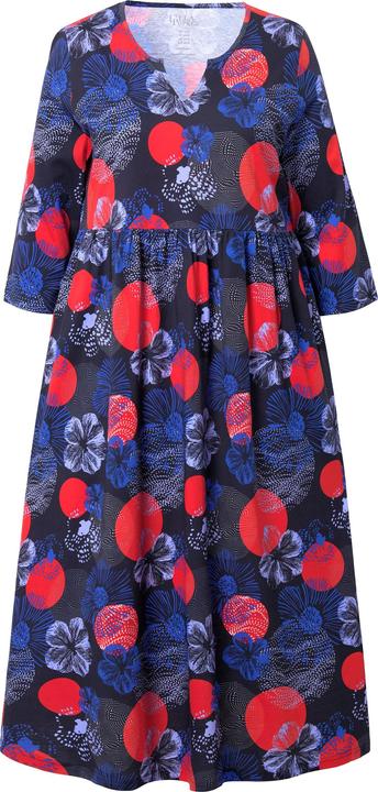 Produktbild Ulla Popken Jerseykleid, A-Linie, Tunika-Ausschnit, 3/4-Arm, Taschen (60)