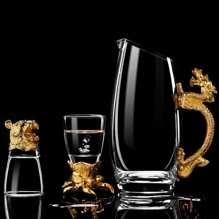 Produktbild JTI Chinesisches Sternzeichen, Dekanter mit 12 Gläsern - Gold