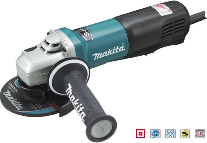 Makita 9565PCV01 Angle grinder, 1400 W, 125 mm, SJS, 2800-11000 min-1, paddle switch, anti-vibration side h (125 mm)