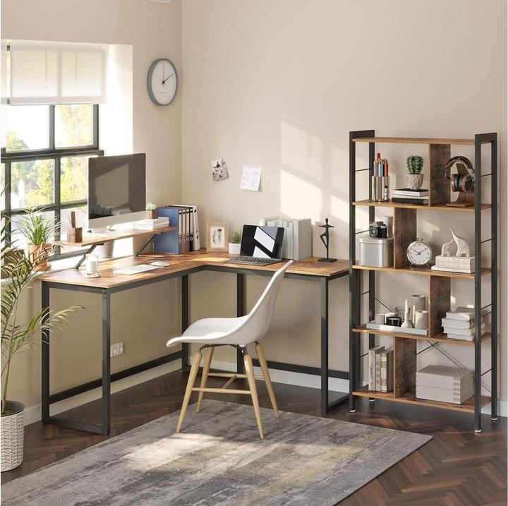 Actual product image Vasagle Desk brown L-shaped, O-leg frame black 130.0 / 140.0 x 50.0 cm (140 x 130 x 91.50 cm)