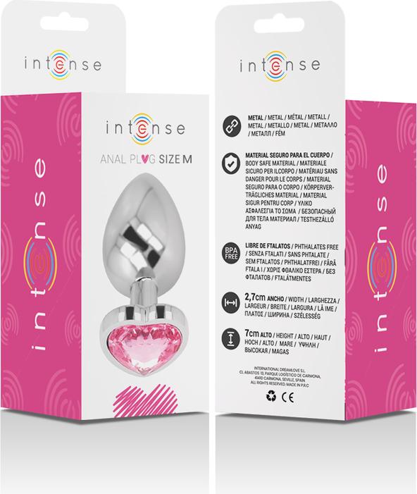 Actual product image Intense Anal Plug Metal Aluminium Heart N Pink Size M