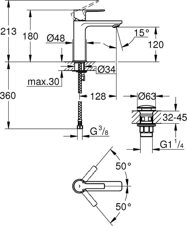 Immagine prodotto Grohe Miscelatore monocomando per lavabo Lineare 1/2inch S-Size supersteel