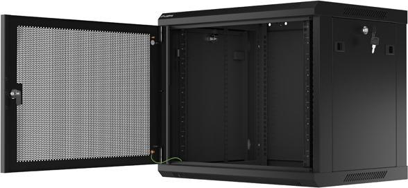 Image du produit Lanberg Nástěnná jednodílná skříň 19", 9U/600x450, (v rozloženém stavu), perforované dveře, černá ( (9 HE, Rack 19 pouces)