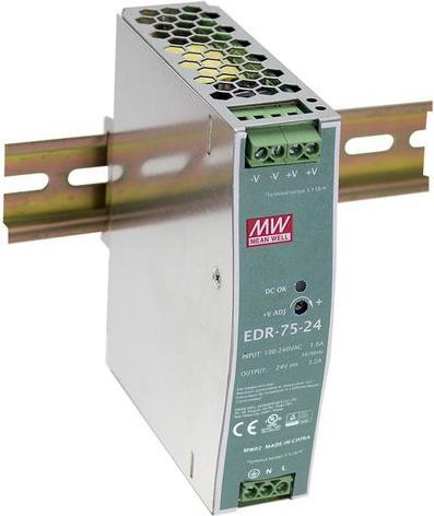 Produktbild MeanWell 75W DIN Rail Panel Mount PSU 24Vdc 3.2A