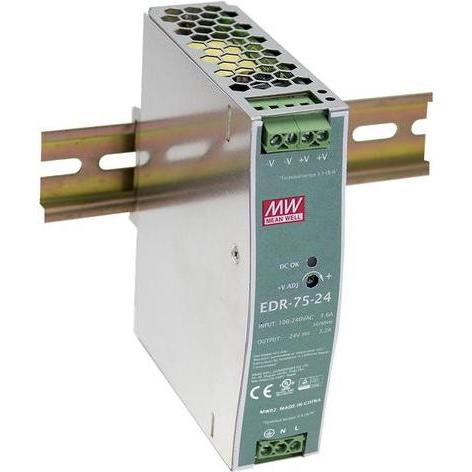 MeanWell, Verteilerschrank Zubehör, 75W DIN Rail Panel Mount PSU 24Vdc 3.2A